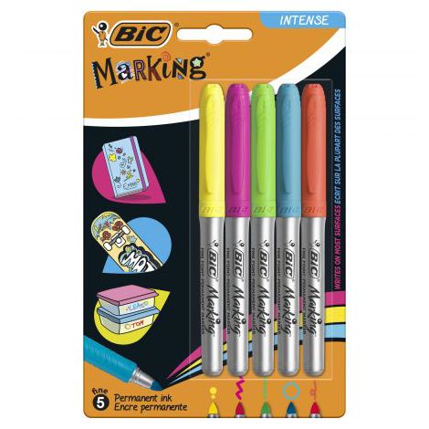 Markery permanentne Bic Marking Intense, 5 kolorów